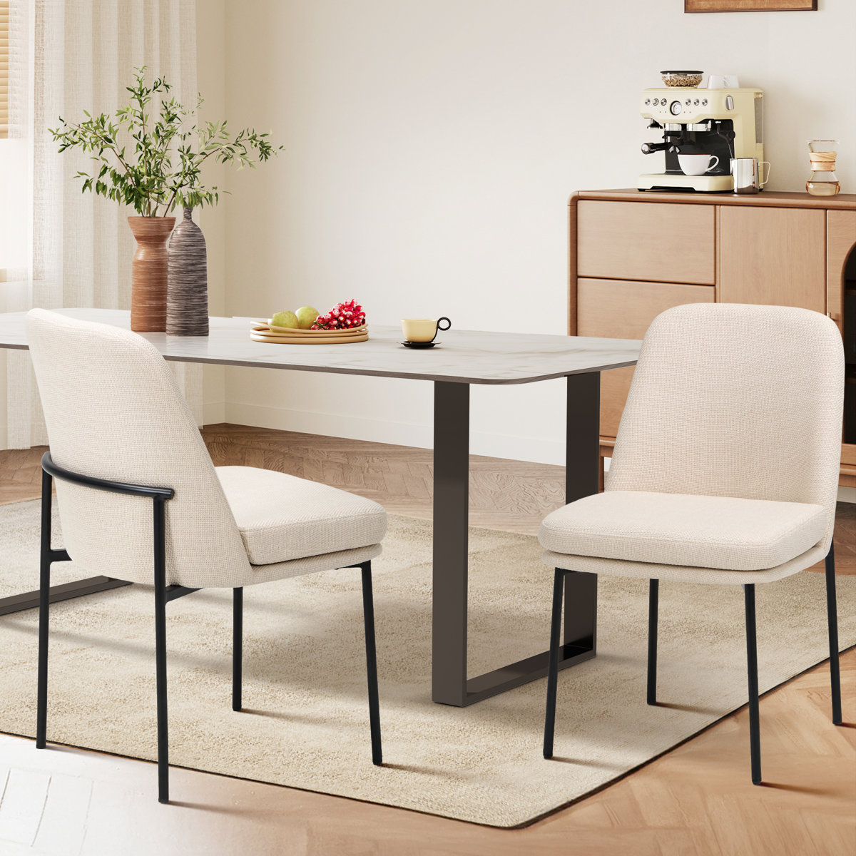 Fabric Upholstered Parsons Side Chair Dining Chair (Set of 2)